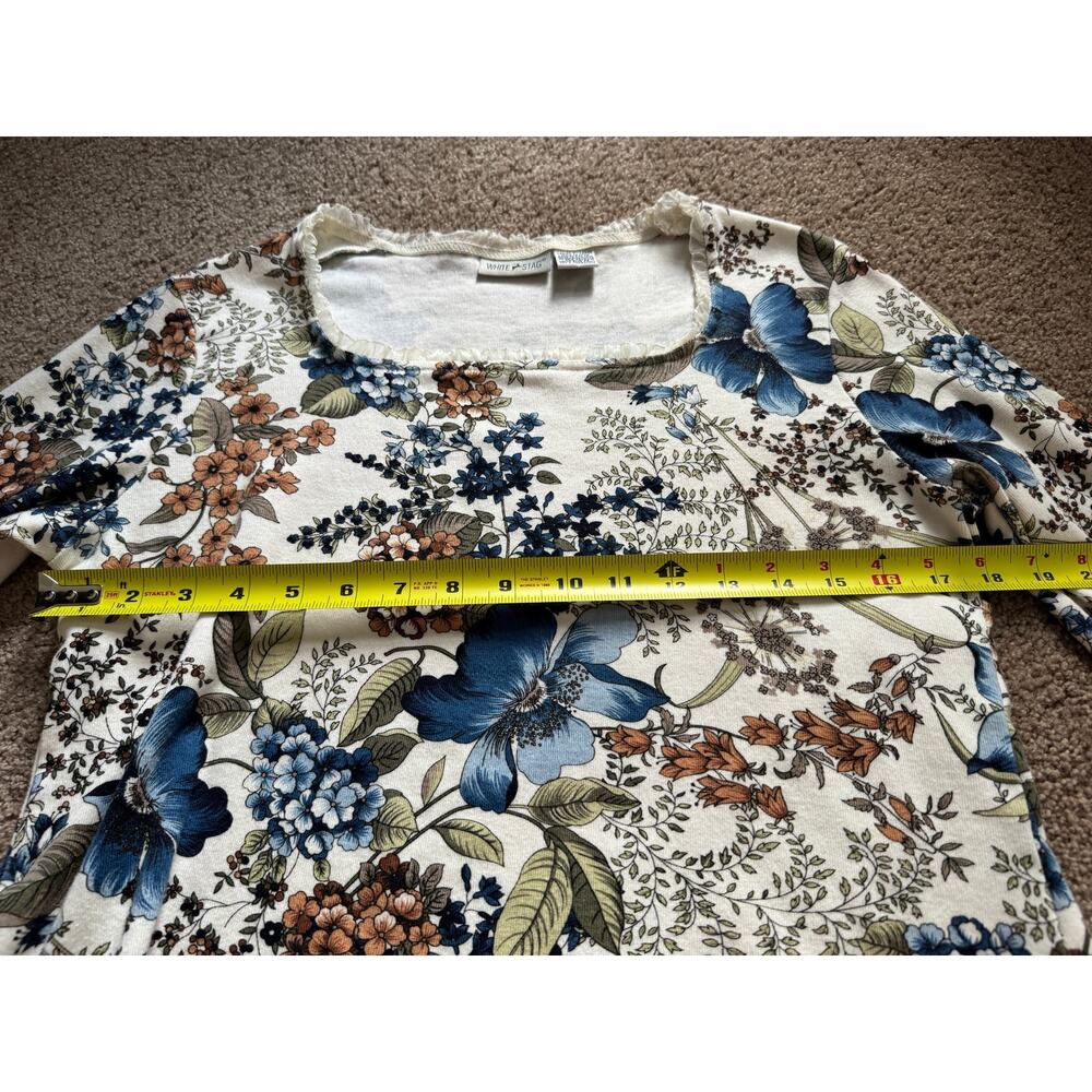 Vintage Floral Cottage Top Ruffle Trim Milkmaid Fairy Cotton Romantic Whimsy - Picture 4 of 6